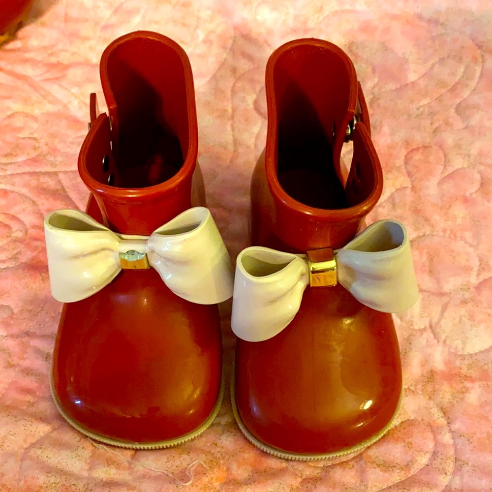 Red rain boots